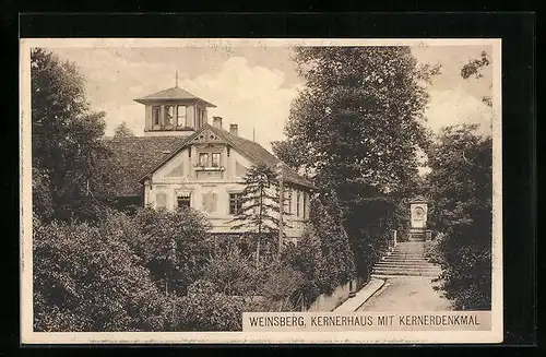 AK Weinsberg, das Kernerhaus mit dem Kernerdenkmal