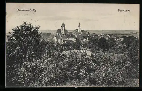 AK Donauwörth, Panorama der Stadt mit Blick zum rathaus