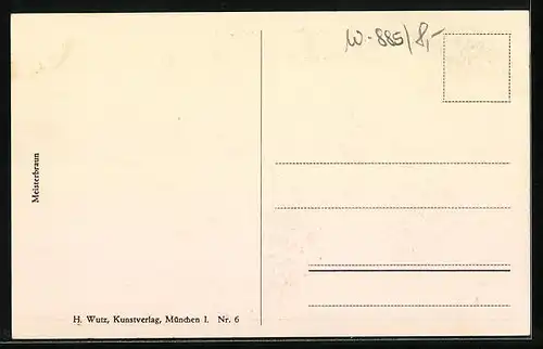 AK Donauwörth, Blick vom Stadteingang aus auf die innere Wörnitz, dahinter der Turm der Stadtpfarrkirche