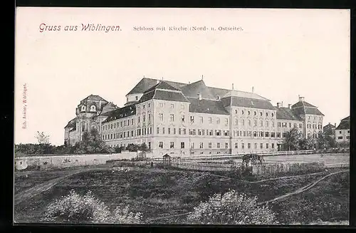 AK Wiblingen, Schloss mit Kirche, Nord- und Ostseite