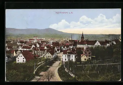 AK Rottenburg a. N., Blick über die Strasse in die Stadt, Ortstotale