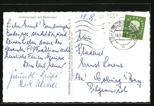 AK Immenstaad am Bodensee, Fliegeraufnahme der Stadt