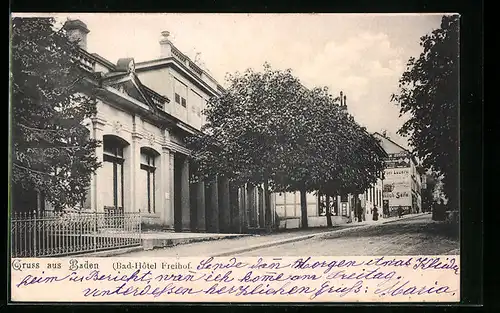 AK Baden, Blick auf das Bad-Hotel Freihof