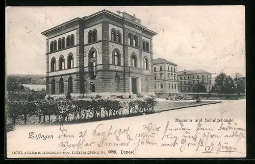 AK Zofingen, Museum und Schulgebäude mit Grünanlagen