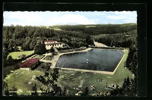 AK Halver, Blick auf das Freibad Herpine im Sommer