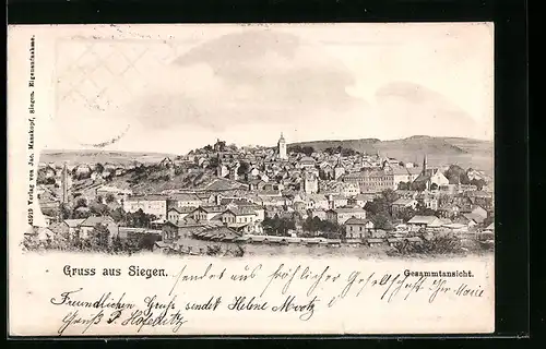 AK Siegen, Gesamtansicht aus der Ferne mit Blick auf die Kirche