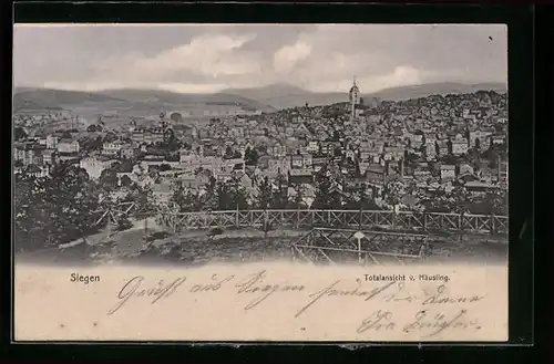 AK Siegen, Totalansicht von Häusling aus gesehen