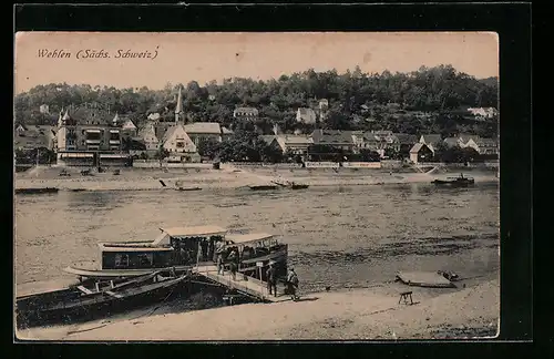 AK Wehlen (Sächs. Schweiz), Anlegestelle für Schiffe