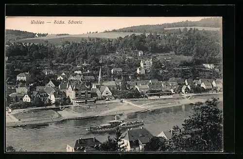 AK Wehlen (Sächs. Schweiz), Ortsansicht aus der Vogelschau