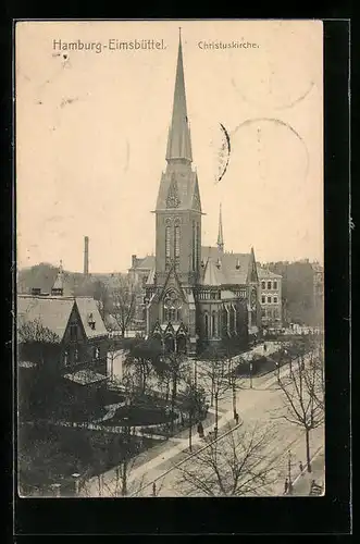 AK Hamburg-Eimsbüttel, Christuskirche, Strassenansicht und Häuser aus der Vogelschau