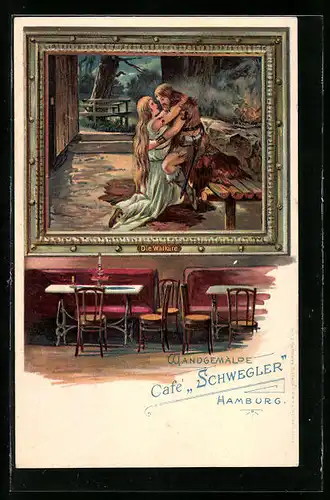 Künstler-AK Hamburg-Neustadt, Cafe Schwegler, Wandgemälde Die Walküre