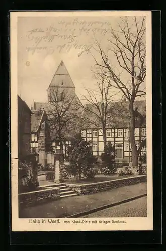 AK Halle /Westf., Von Kluck-Platz mit Krieger-Denkmal