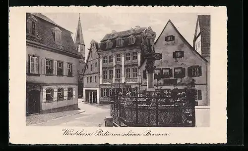 AK Windsheim, Partie am schönen Brunnen