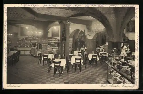 AK Dortmund, Stadt-Schänke, Eingang, Innenansicht