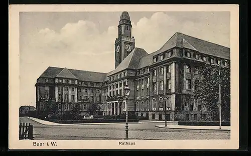 AK Buer i. W., Blick auf das Rathaus