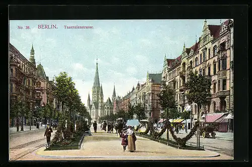 AK Berlin-Charlottenburg, Tauentzienstrasse mit Kaiser Wilhelm-Gedächtniskirche