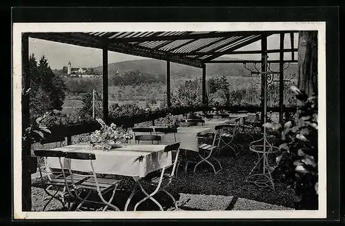 AK Lorch /Württemberg, Wald-Café Muckensee mit Blick aufs Kloster