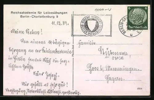 AK Berlin-Charlottenburg, Reichsakademie für Leibesübungen