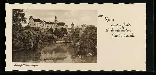 AK Sigmaringen, Schlossansicht hinter Wasser