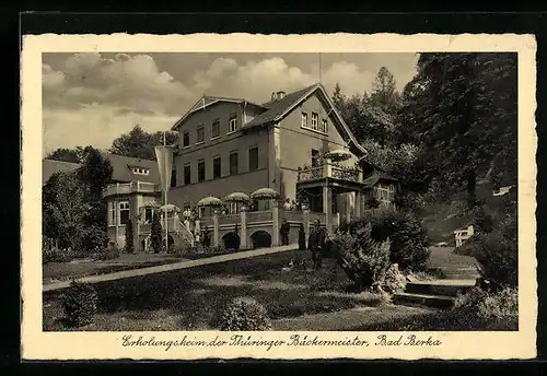 AK Bad Berka, Erholungsheim der Thüringer Bäckermeister, Gartenansicht