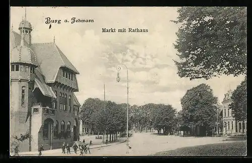 AK Burg /Fehmarn, Markt mit Rathaus
