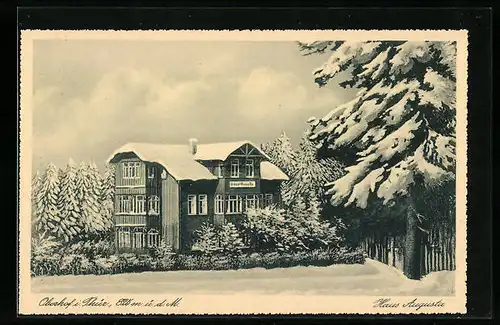 AK Oberhof /Th., Pension Haus Augusta K. Bückel im Winter