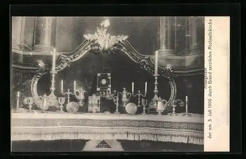 AK Hamburg-Neustadt, Blick auf Altargeräte der zerstörten Michaeliskirche