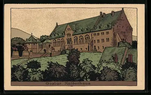 Steindruck-AK Goslar, Kaiserhaus