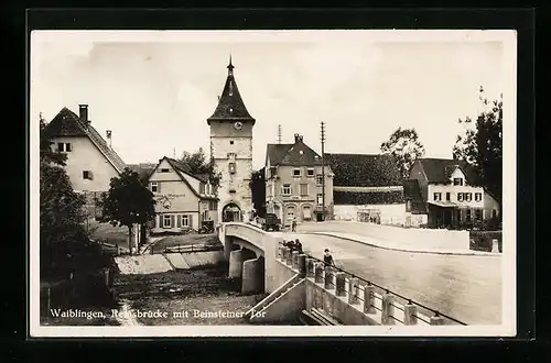 AK Waiblingen, Remsbrücke mit Bernsteiner Tor