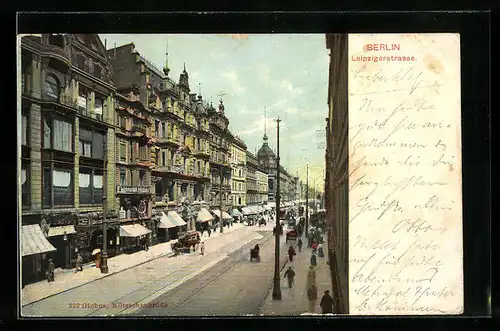 AK Berlin, Leipzigerstrasse mit Passanten