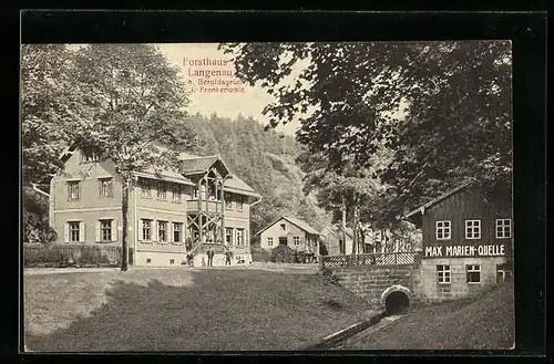 AK Geroldsgrün, Leute vor dem Forsthaus Langenau, Max Marien-Quelle