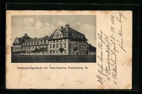AK Frankenberg /Sa., Mannschaftsgebäude der Train-Kaserne