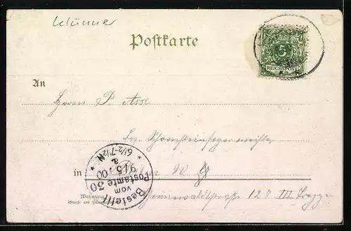 Künstler-AK Berlin-Schildhorn, Ortspartie mit Denkmal