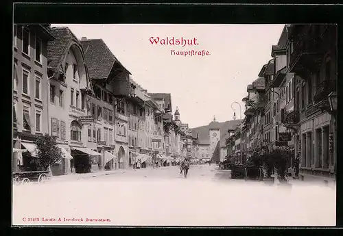 AK Waldshut, Kaiserstrasse mit Geschäften