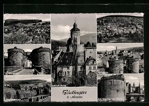 AK Büdingen /Hessen, Schloss Burg, Untertor, Ortsansicht