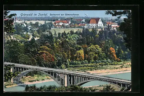 AK Grünwald / Isartal, Panoramablick auf das Restaurant zur Römerschanze