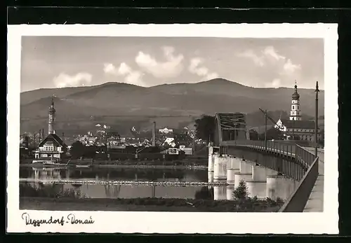 AK Deggendorf-Donau, Teilansicht mit Brücke