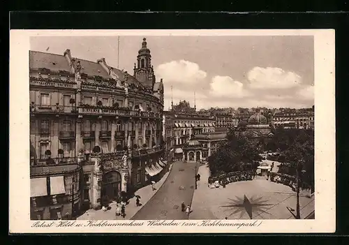 AK Wiesbaden, Palast-Hotel O. Schick und Kochbrunnenhaus