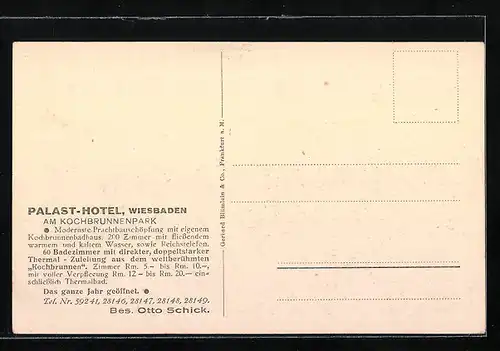 AK Wiesbaden, Palast-Hotel O. Schick und Kochbrunnenhaus