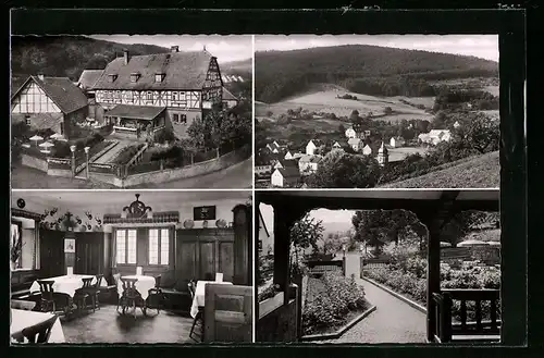 AK Hobbach / Spessart, Panorama und Gasthof-Pension Zum Engel