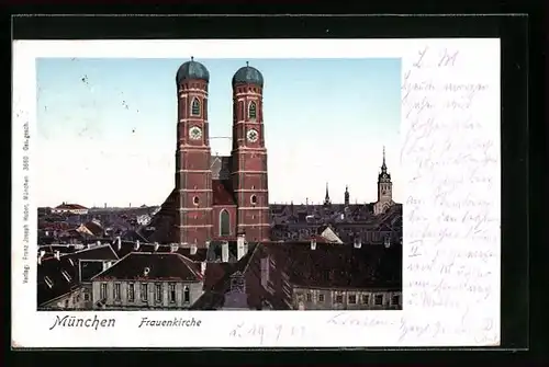 AK München, Frauenkirche mit Ortsansicht