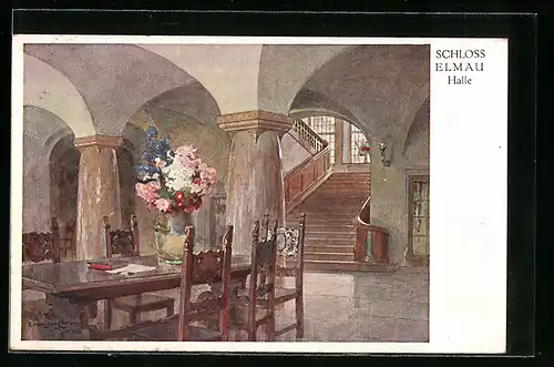 Künstler-AK Klais, Schloss Elmau, Halle