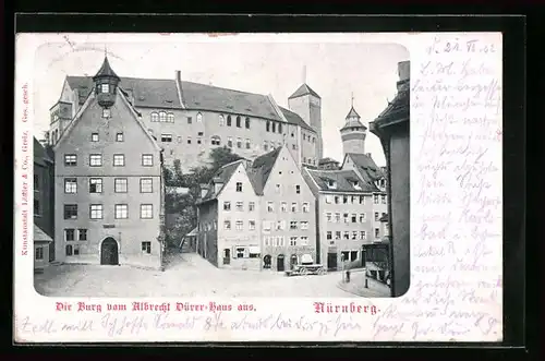 AK Nürnberg, Die Burg, vom Dürerhaus aus