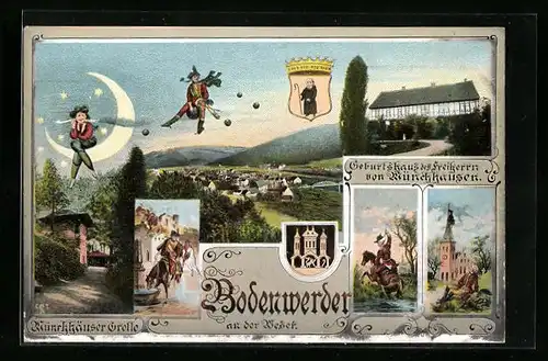 AK Bodenwerder a. d. Weser, Geburtshaus des Freiherrn von Münchhausen, Münchhäuser Grotte