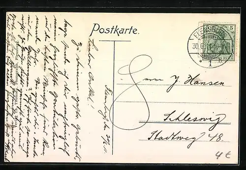 AK Flensburg, Nordergraben mit Kirche