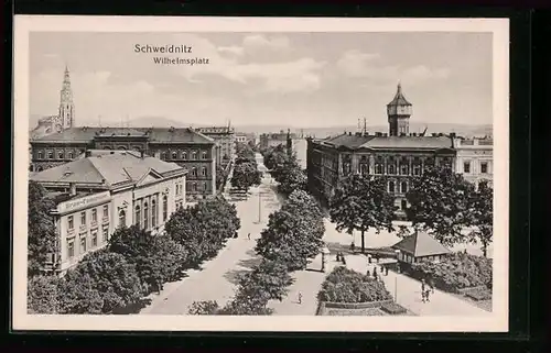 AK Schweidnitz, Wilhelmsplatz aus der Vogelschau