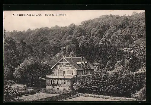 AK Alexisbad /Harz, Hotel Klostermühle aus der Vogelschau
