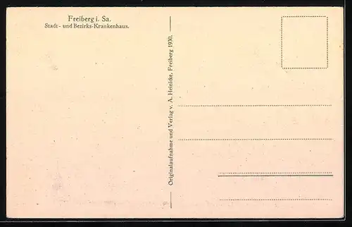 AK Freiberg i. Sa., Stadt- & Bezirkskrankenhaus aus der Vogelschau