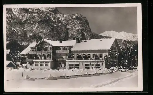 AK Garmisch, Hotel Garmischer Hof im Winter