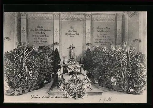 AK Gotha, Krematorium, Kapelle mit Altar
